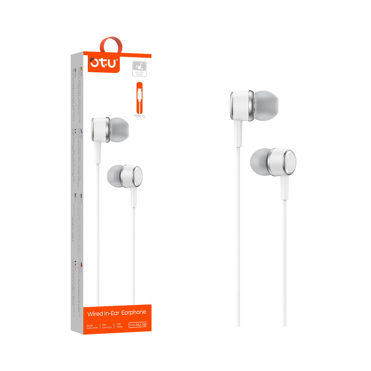 OTU HJ-16 30-Pack  In-Ear Earphones with Noise-Cancelling Mic, Type-C Hi-Fi Sound for Gaming & Calls