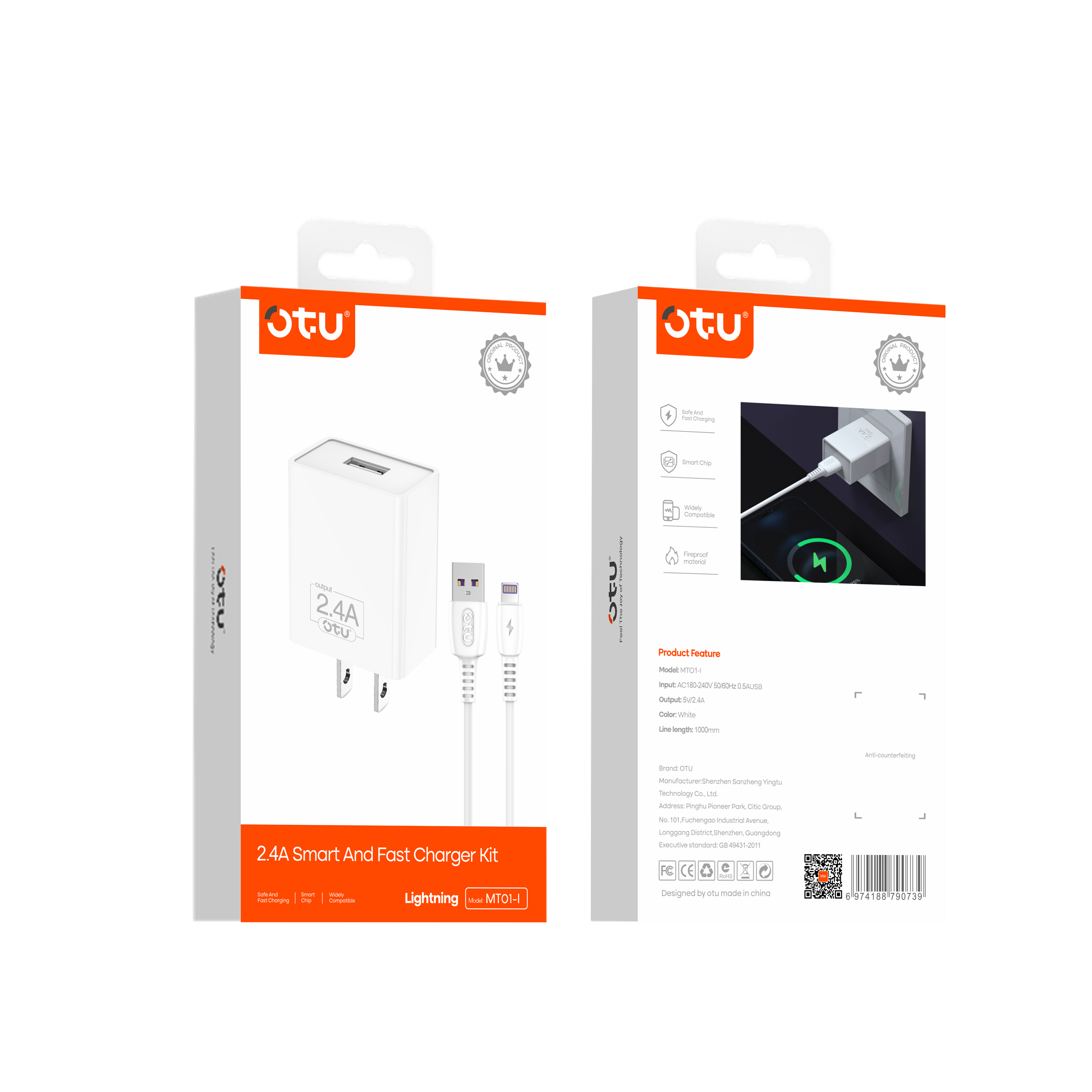 OTU MT01 Smart & Fast Charger Cable – Safe 5V/2.4A Multi-Device Charging Pad